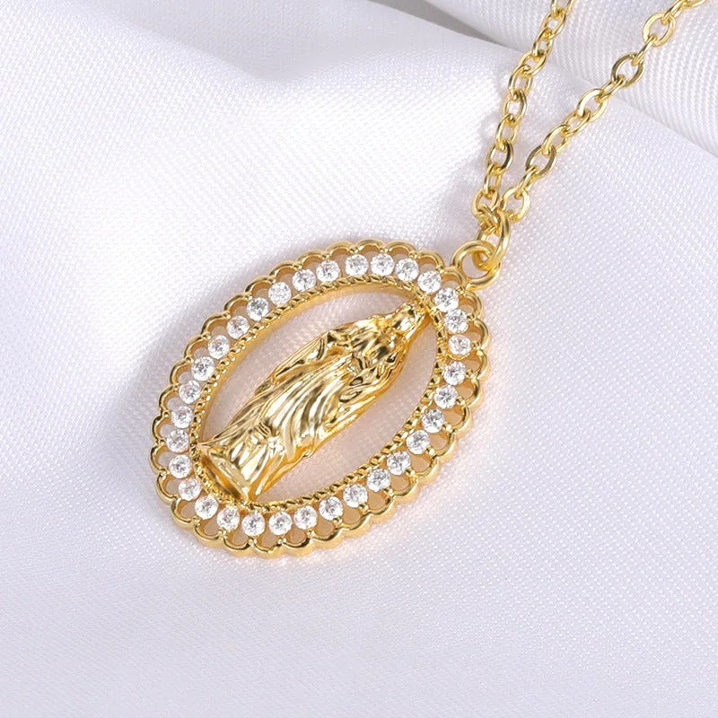 PROMO DÍA DE LA MADRE: Cadena con dije de La Virgen María en Oro laminado 18k🎁 GRATIS Cajita de regalo