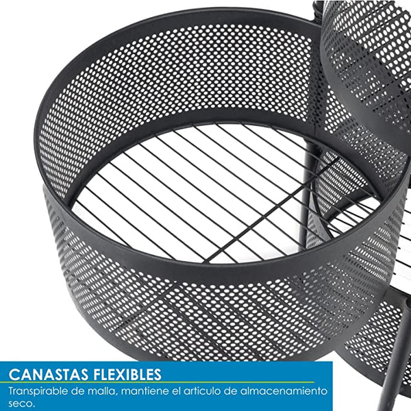 Estante verdulero giratorio de 5 niveles - En acero inoxidable y movible💥Medidas: 76 X 30 X 34cm