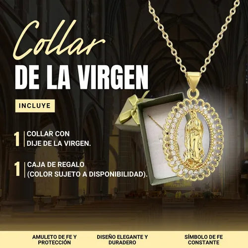 PROMO DÍA DE LA MADRE: Cadena con dije de La Virgen María en Oro laminado 18k🎁 GRATIS Cajita de regalo