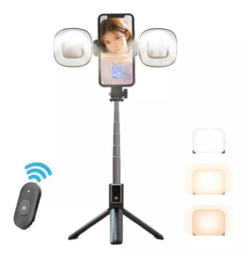 Tripode Influencer plegable con luz LED doble - Crea contenido de calidad💥HOY 50% DCTO