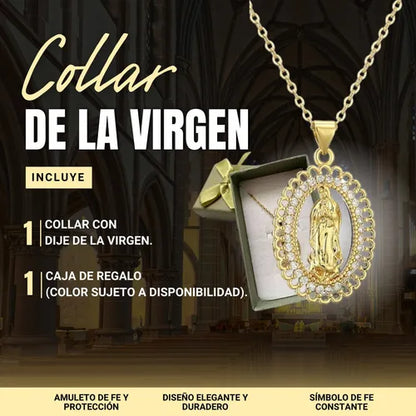 PROMO DÍA DE LA MADRE: Cadena con dije de La Virgen María en Oro laminado 18k🎁 GRATIS Cajita de regalo